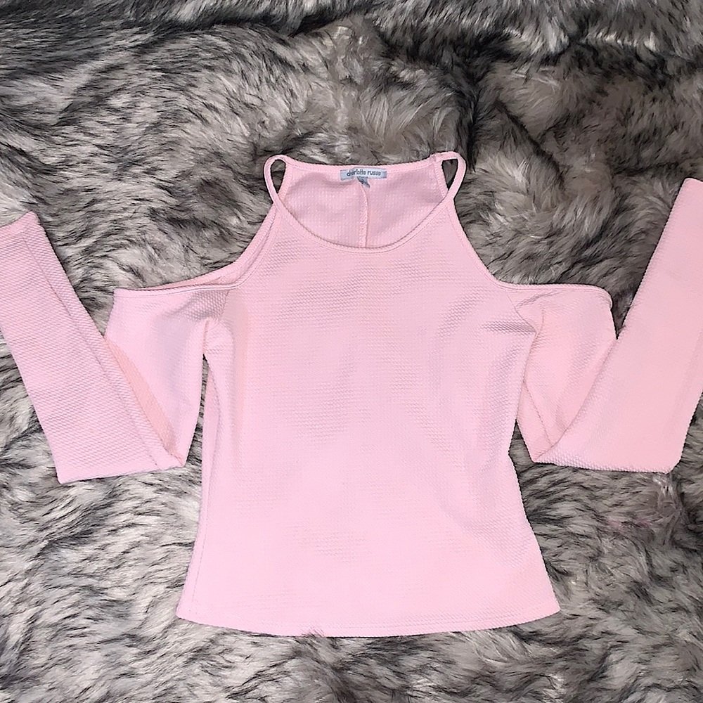 Charlotte Russe Pink Crop Top (Long Sleeved)